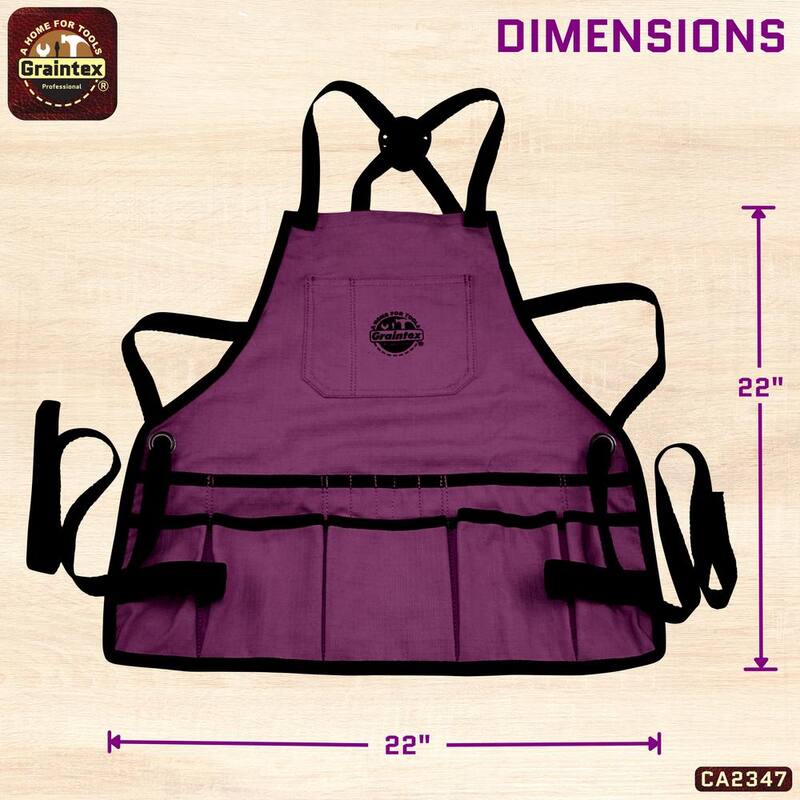 Graintex 16-Pocket Rip-Stop Canvas Purple Bib Apron - CA2347
