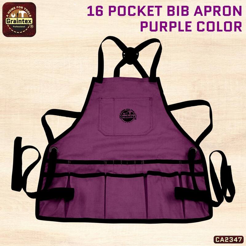 Graintex 16-Pocket Rip-Stop Canvas Purple Bib Apron - CA2347