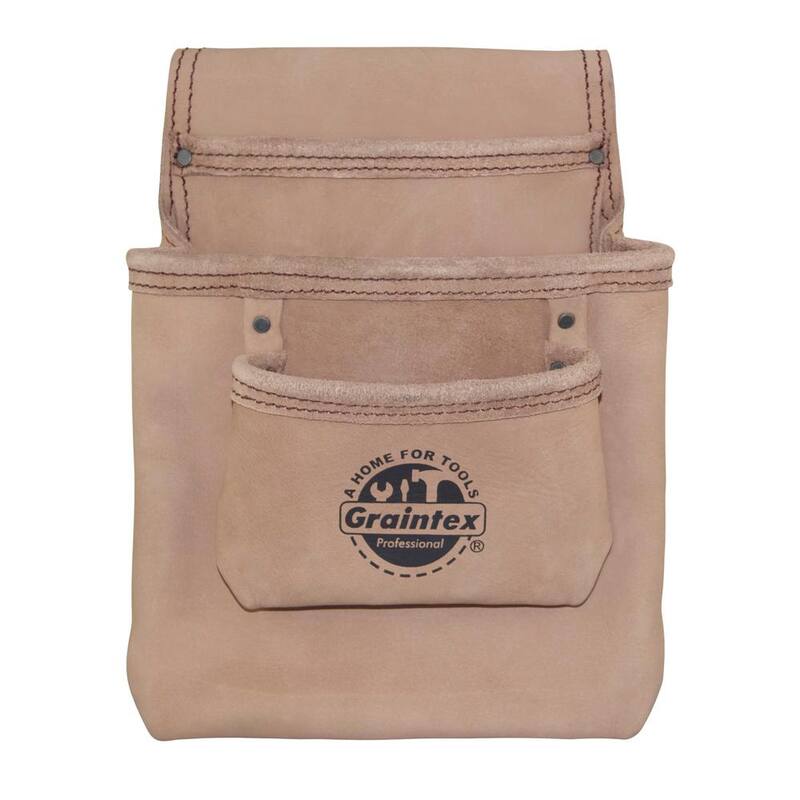 Unbranded 3-Pocket Natural Top Grain Leather Nail and Tool Pouch - ST2007