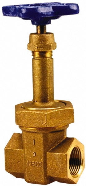 NIBCO Gate Valve: Non-Rising Stem, 3/4" Pipe, Threaded, Bronze - NL2IS08