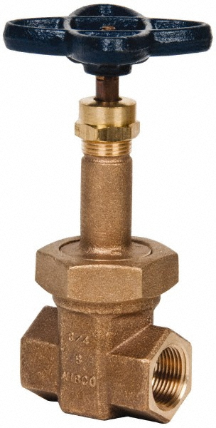 NIBCO Gate Valve: Non-Rising Stem, 3/4" Pipe, Threaded, Bronze - NL2IS08