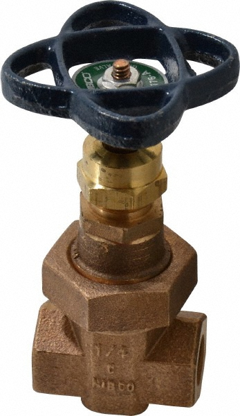 NIBCO Gate Valve: Non-Rising Stem, 3/4" Pipe, Threaded, Bronze - NL2IS08