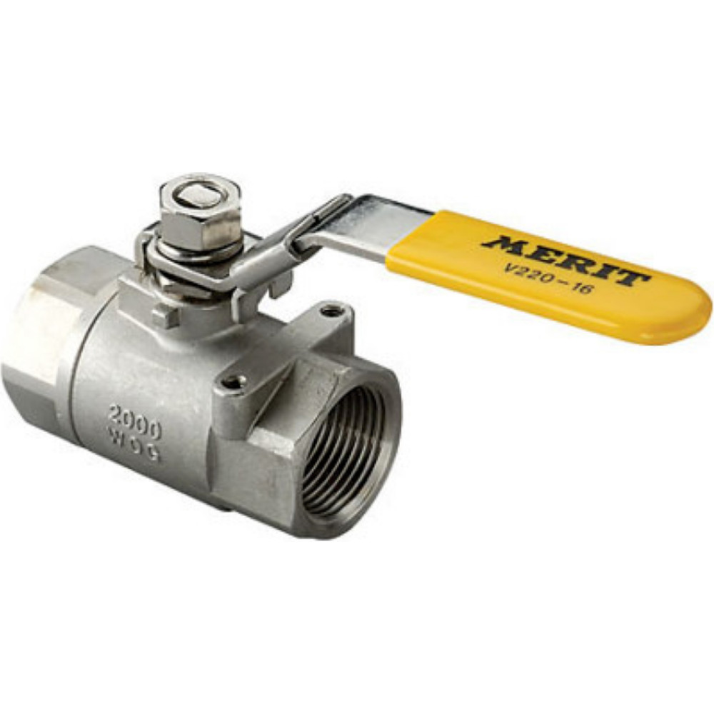 Merit Brass 2-Way Manual Ball Valve: 1/4" Pipe, Reduced Port - V220-04