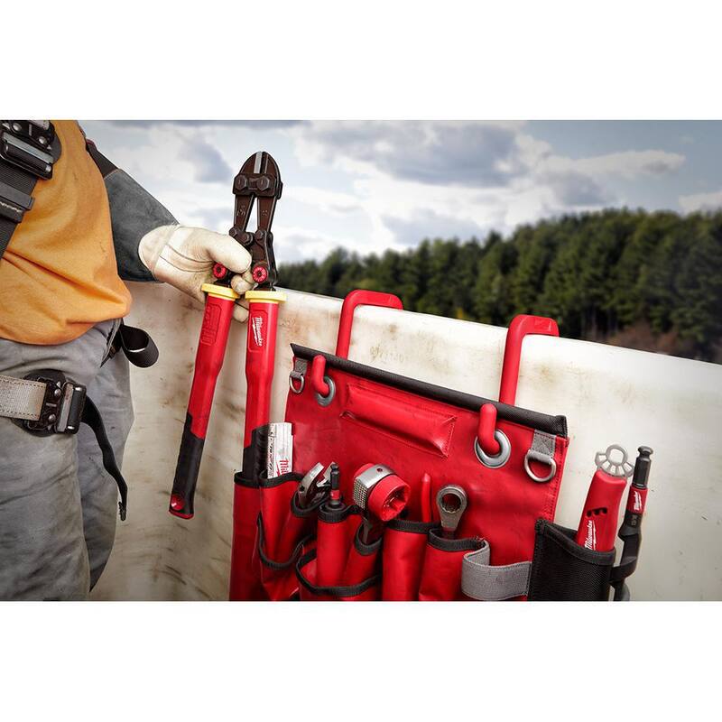 Milwaukee Lineman's Compact Aerial Tool Apron and 24 in. Fiberglass Handle with PIVOTMOVE Rotating Handles Bolt Cutter - 48-22-4224-48-22-8291