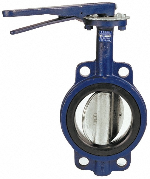NIBCO Manual Wafer Butterfly Valve: 2-1/2" Pipe, Lever Handle - NLJ160E
