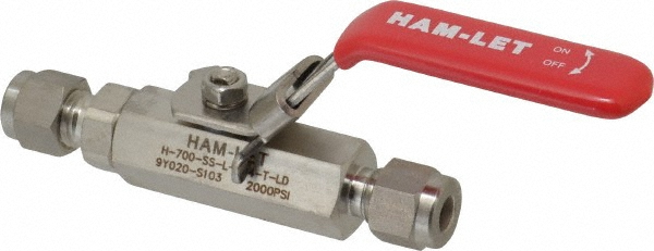 Parker 2-Way Manual Ball Valve: 1/4" Pipe - 4F-B6LJ2-SSP