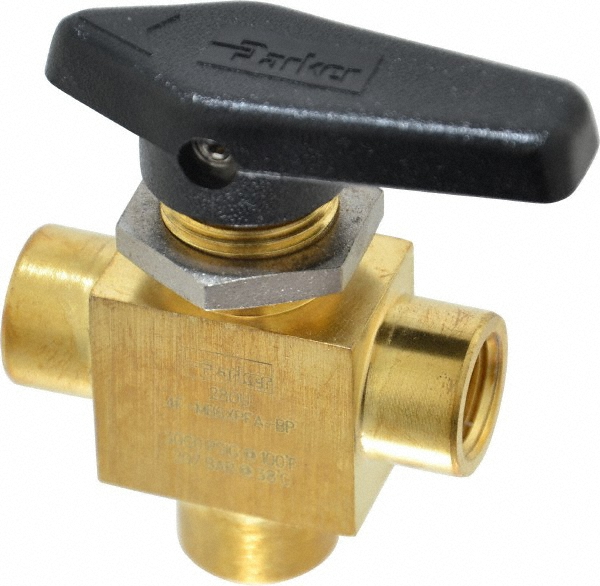 Parker 2-Way Manual Ball Valve: 1/4" Pipe - 4F-B6LJ2-SSP