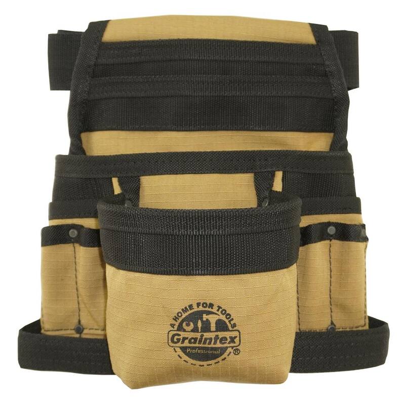 Graintex Khaki Canvas 10-Pocket Finisher Tool Pouch - CS2425