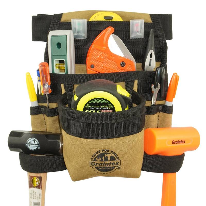 Graintex Khaki Canvas 10-Pocket Finisher Tool Pouch - CS2425