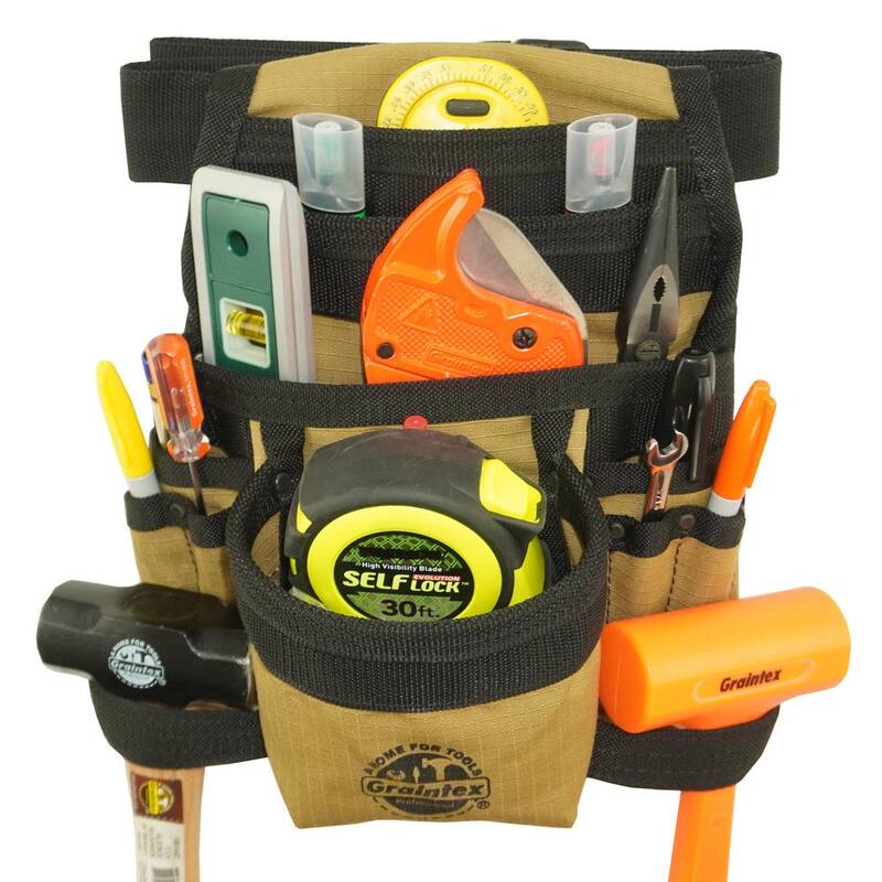 Graintex Khaki Canvas 10-Pocket Finisher Tool Pouch - CS2425