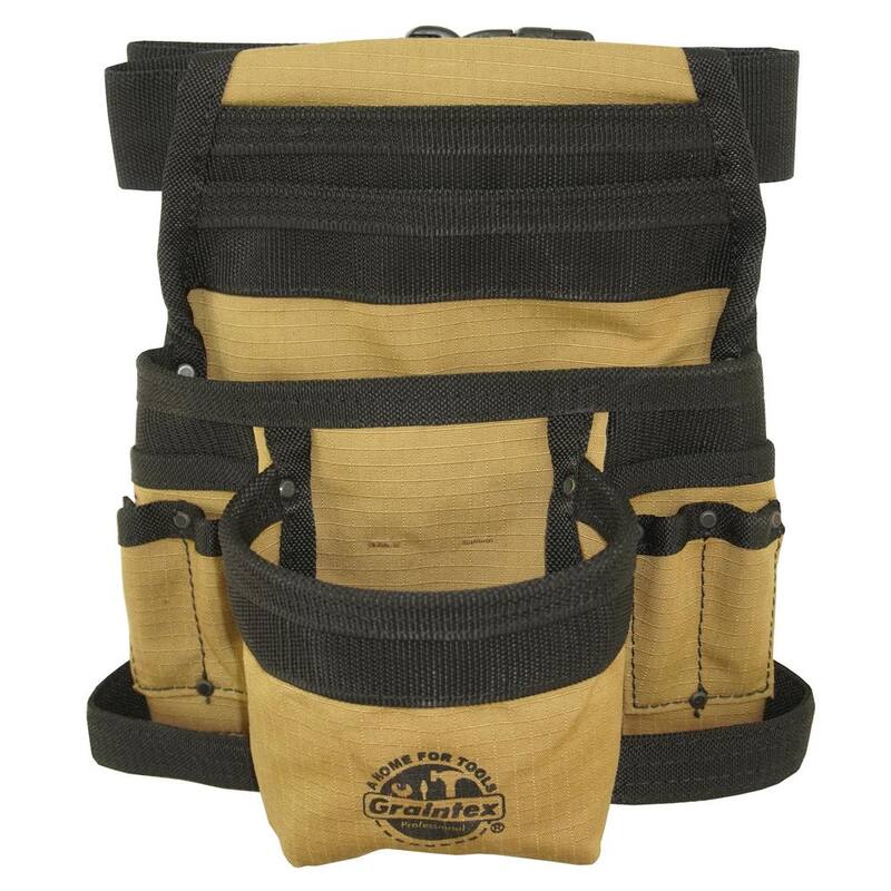 Graintex Khaki Canvas 10-Pocket Finisher Tool Pouch - CS2425