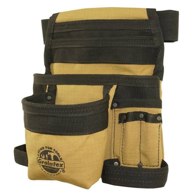 Graintex Khaki Canvas 10-Pocket Finisher Tool Pouch - CS2425