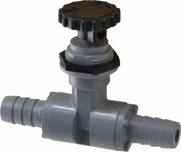 Specialty Mfr Needle Valve: Straight, 1/8" Pipe, Polypropylene Body, Ethylene Propylene Diene Monomer Seal - 7032190