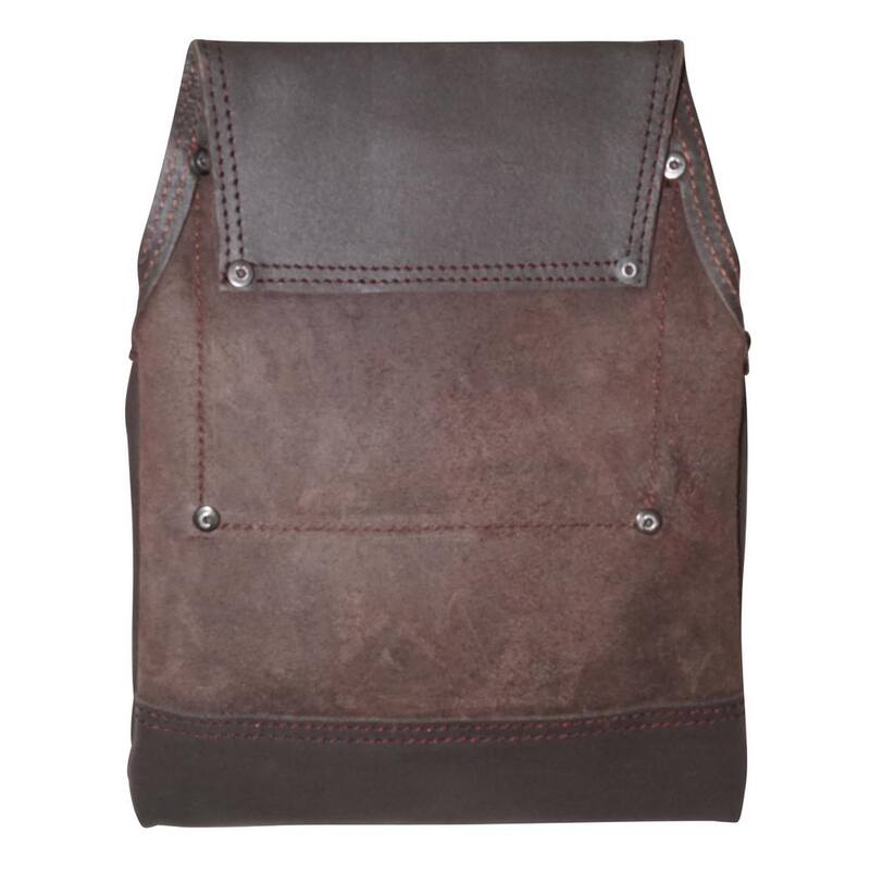 Graintex 5-Pocket Oil Tanned Leather Nail and Tool Pouch in Dark Brown - OS2052