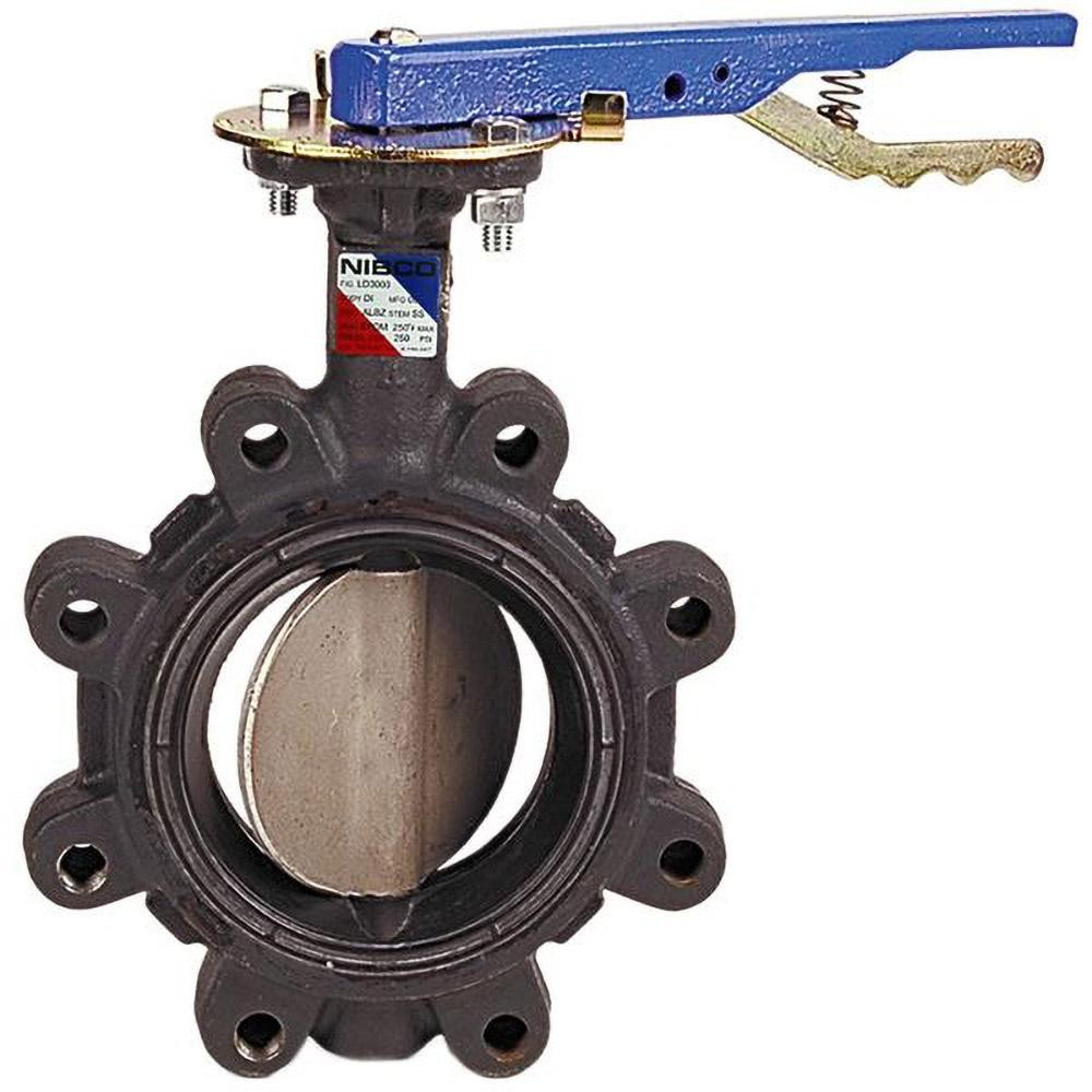 NIBCO Manual Lug Butterfly Valve: 4" Pipe, Lever Handle - NLG440H