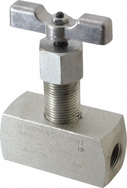 Brennan Needle Valve: Straight, 3/8" Pipe, Brass Body, Polytetrafluoroethylene Seal - NVN-2035-B