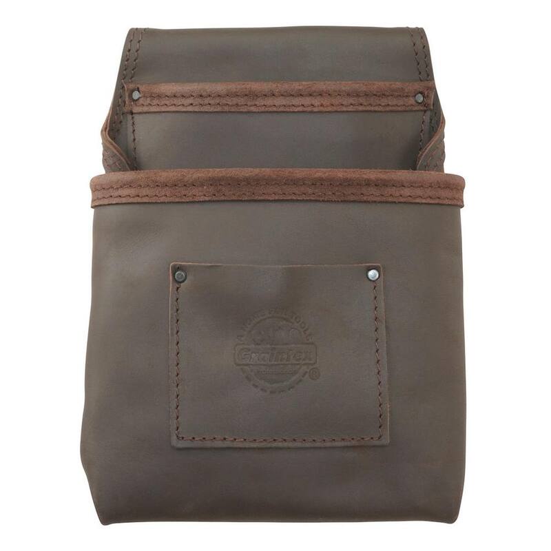 Graintex 2-Pocket Oil Tanned Leather Nail and Tool Pouch - OS2318