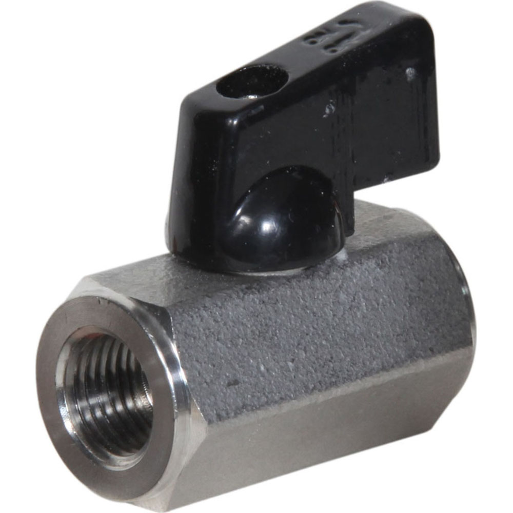 Midwest Control Miniature Manual Ball Valve: 3/8" Pipe, Full Port, Stainless Steel - M-SSMF-38NL