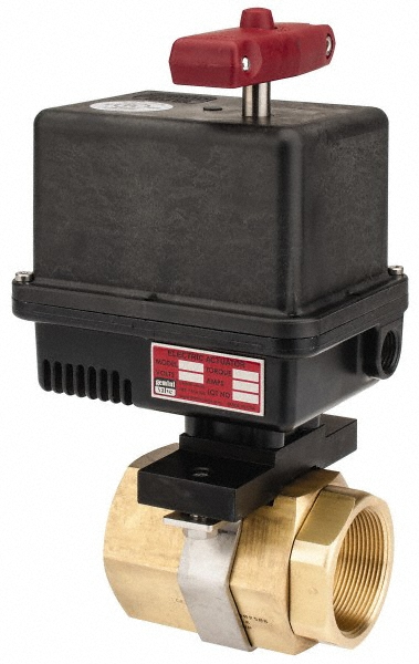 BONOMI Motorized Automatic Ball Valve: 1-1/4" Pipe, Brass - 8P0132-C1 11/4