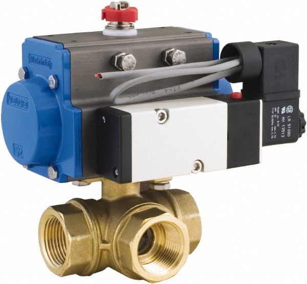 BONOMI Motorized Automatic Ball Valve: 1-1/4" Pipe, Brass - 8P0132-C1 11/4
