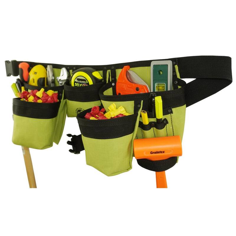 Graintex Lime Green Canvas 11-Pocket Finisher Tool Apron - CD2192