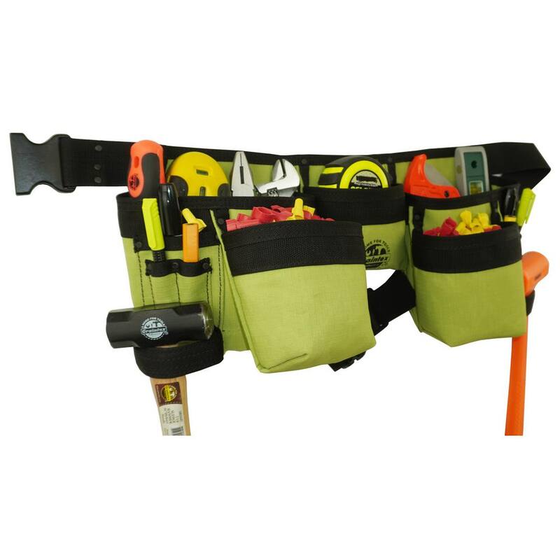 Graintex Lime Green Canvas 11-Pocket Finisher Tool Apron - CD2192