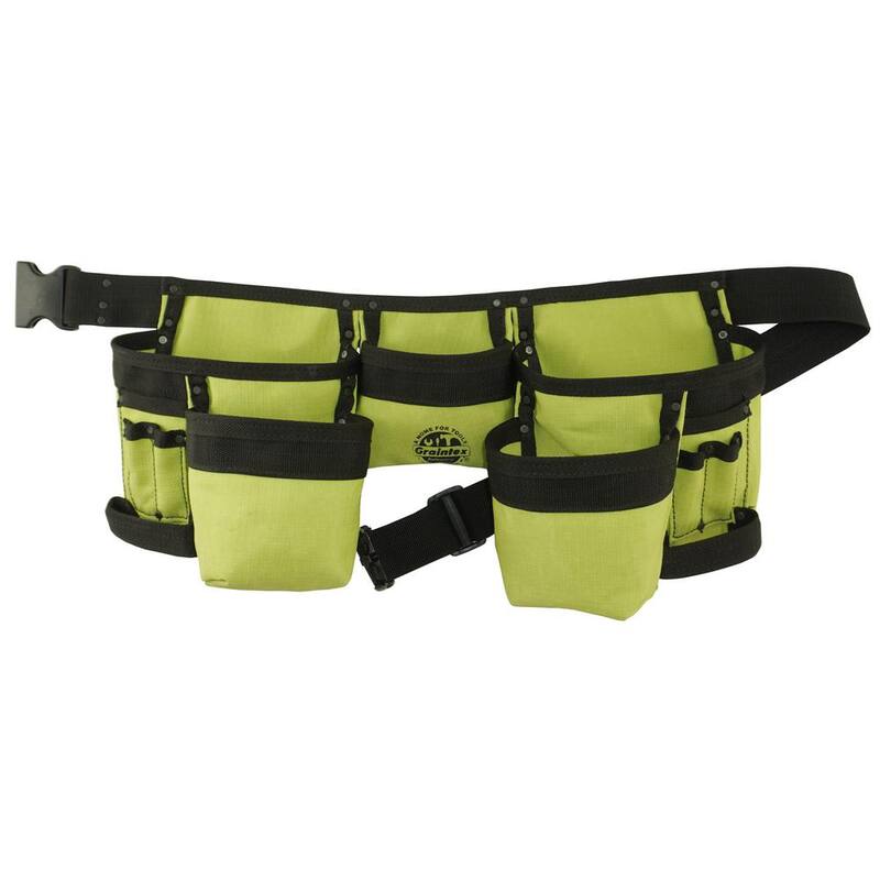Graintex Lime Green Canvas 11-Pocket Finisher Tool Apron - CD2192