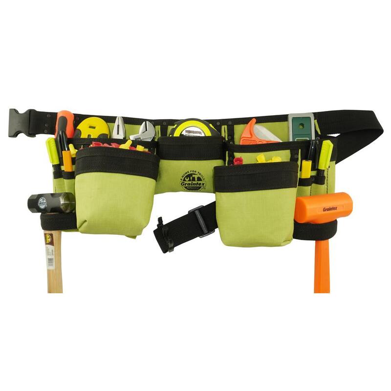 Graintex Lime Green Canvas 11-Pocket Finisher Tool Apron - CD2192