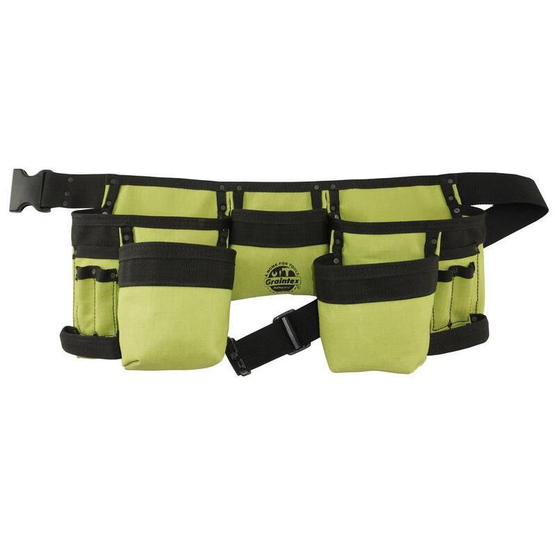 Graintex Lime Green Canvas 11-Pocket Finisher Tool Apron - CD2192