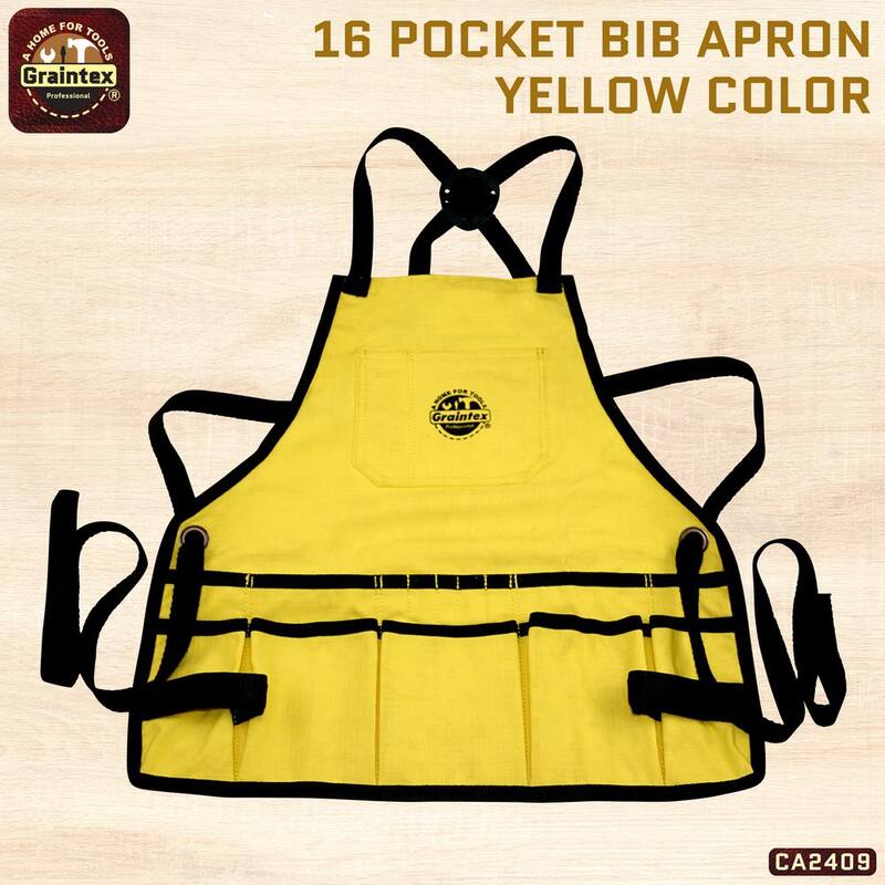 Graintex 16-Pocket Rip-Stop Canvas Yellow Bib Apron - CA2409