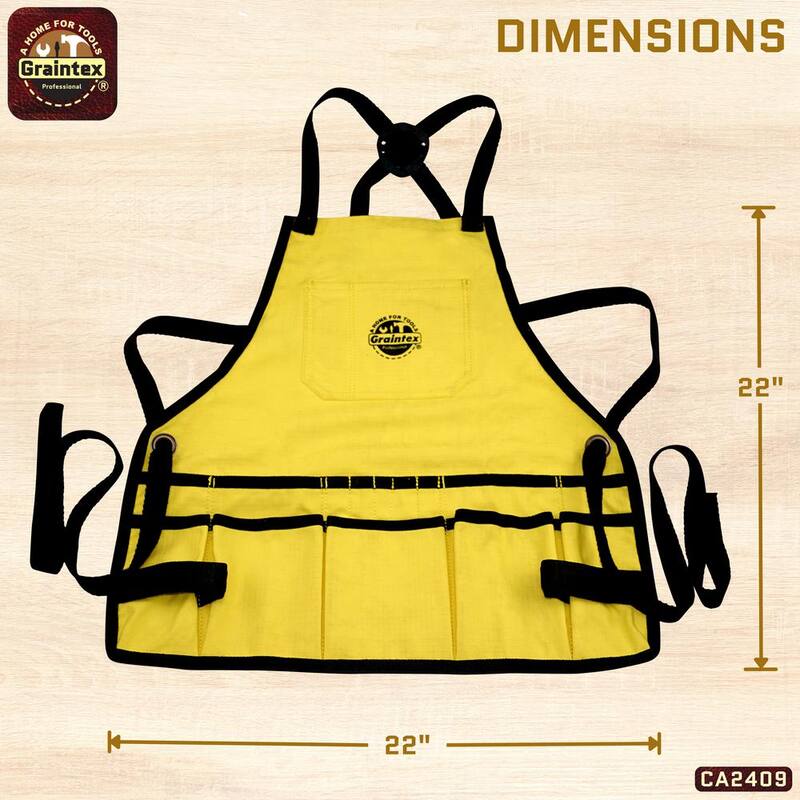 Graintex 16-Pocket Rip-Stop Canvas Yellow Bib Apron - CA2409