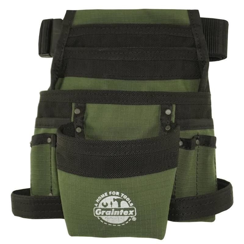 Graintex Hunter Green Canvas 10-Pocket Finisher Tool Pouch with Belt - CS2428