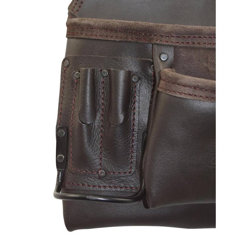 Graintex 5-Pocket Oil Tanned Leather Right Handed Nail and Tool Pouch - OS2201