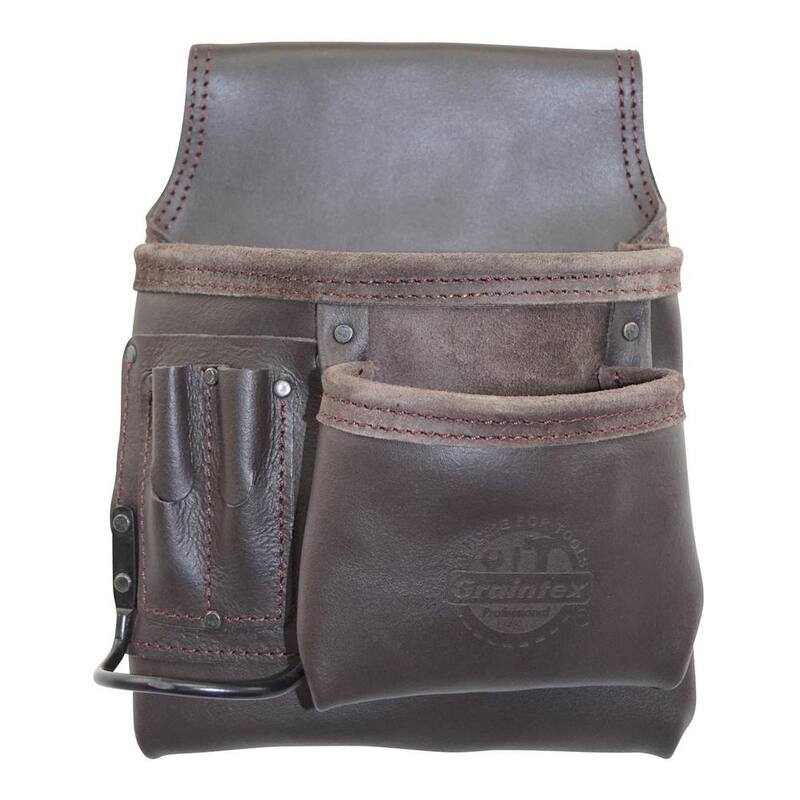 Graintex 5-Pocket Oil Tanned Leather Right Handed Nail and Tool Pouch - OS2201