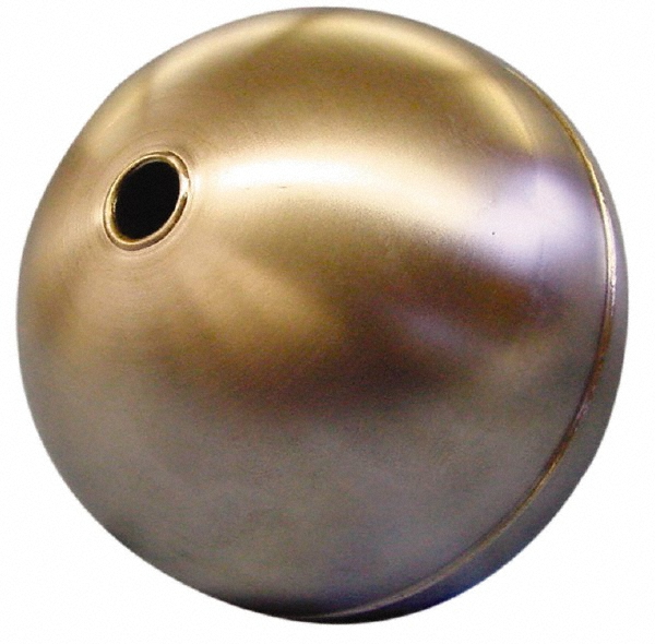 Made in USA 7" Diam, Spherical, Tubed Through Connection, Metal Float - RT70450