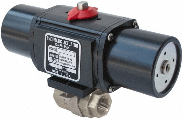 Gemini Valve Motorized Automatic Ball Valve: 1/4" Pipe, Stainless Steel - 84M66N512ASP86