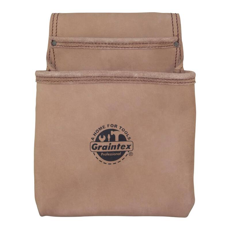 Unbranded 2-Pocket Top Grain Leather Nail and Tool Pouch in Beige - ST2008