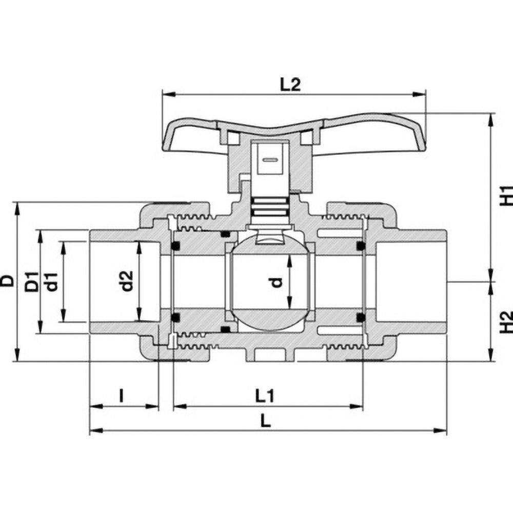 Simtech True Union Manual Ball Valve: 1-1/4" Pipe, Full Port - TBB 101 1 012