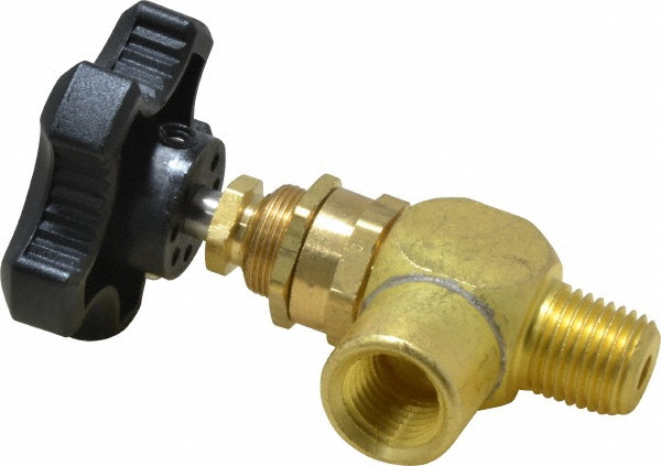 Value Collection Needle Valve: T-Handle, Straight, 1/4" Pipe, NPT End, Stainless Steel Body - 67550036