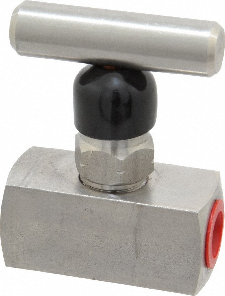 Value Collection Needle Valve: T-Handle, Straight, 1/4" Pipe, NPT End, Stainless Steel Body - 67550036