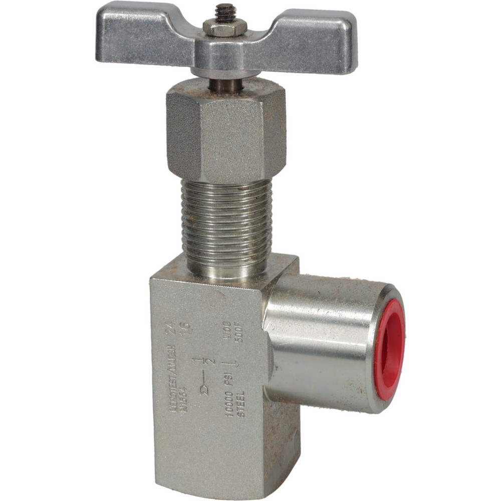 Value Collection Needle Valve: T-Handle, Straight, 1/4" Pipe, NPT End, Stainless Steel Body - 67550036