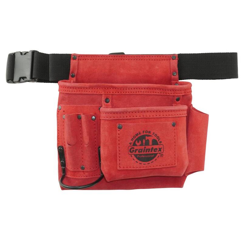 Graintex 5-Pocket Suede Leather Nail and Tool Pouch with Belt - SS2538