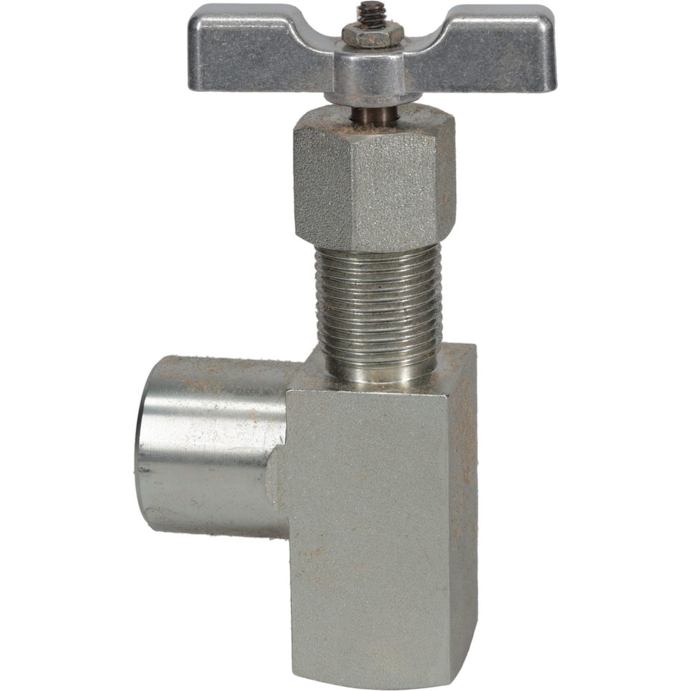 Value Collection Needle Valve: Angled, 1/2" Pipe, NPT End, Alloy Body - 67550019
