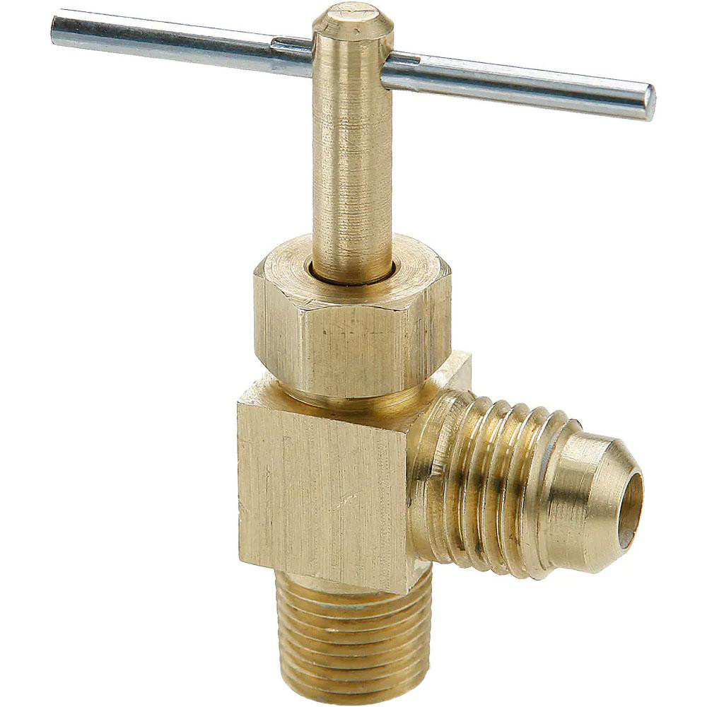 Value Collection Needle Valve: Angled, 1/2" Pipe, NPT End, Alloy Body - 67550019