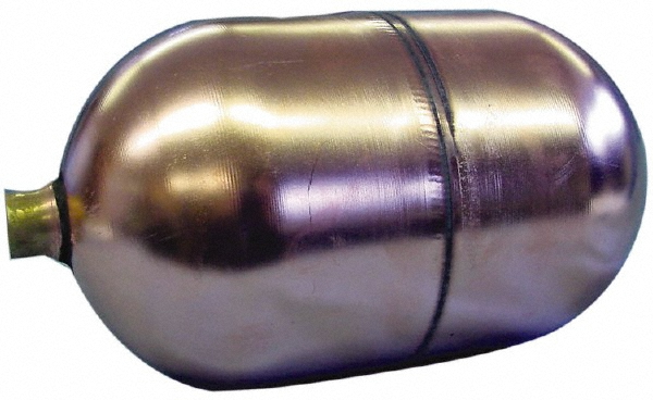 Made in USA 4" Diam x 7" Long, Oblong, Round Spud Connection, Metal Float - OC4X723C