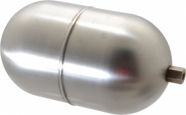 Made in USA 4" Diam x 7" Long, Oblong, Round Spud Connection, Metal Float - OC4X723C
