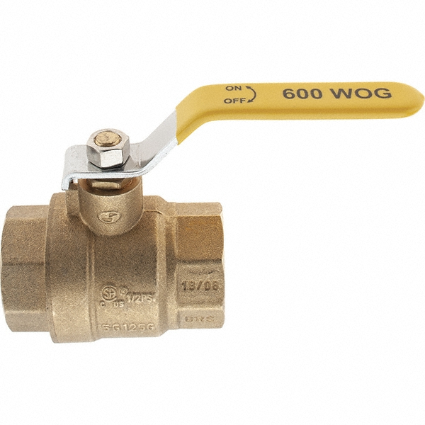 Midwest Control Miniature Manual Ball Valve: 1/4" Pipe, Full Port, Brass - DCBV-25