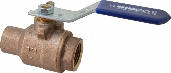 NIBCO Standard Manual Ball Valve: 3/4" Pipe, Full Port - NJ83A08