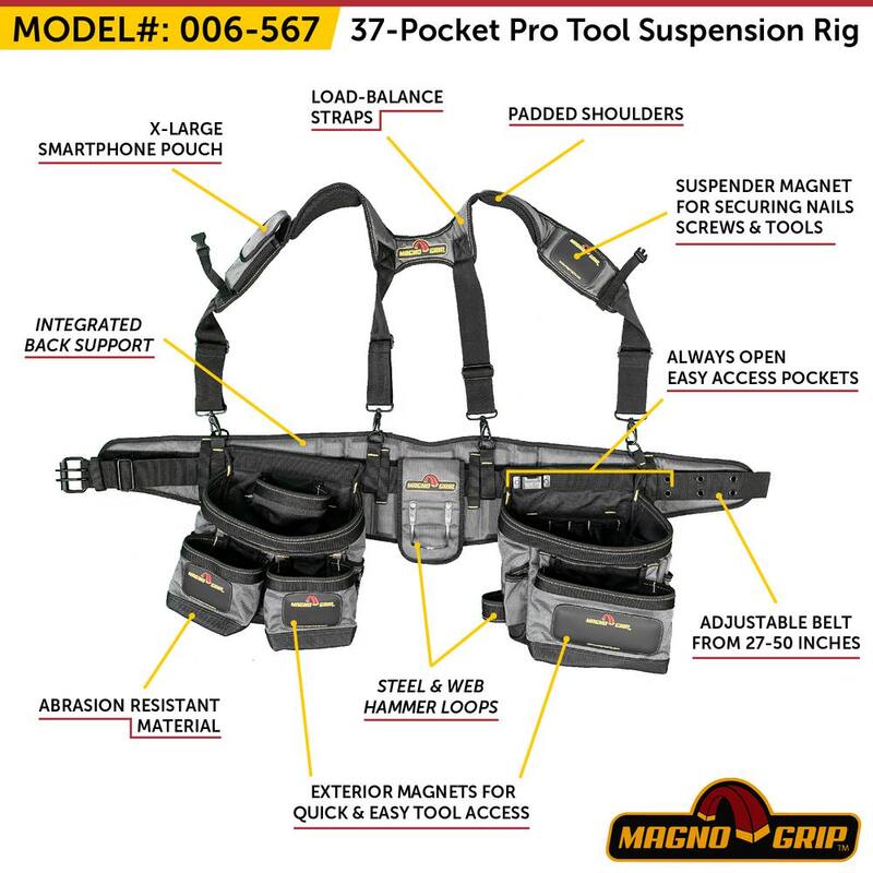 MagnoGrip 37-Pocket Pro Tool Suspension Rig with Integrated Back Support - 006-567