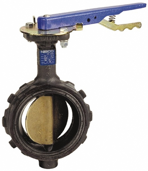 NIBCO Manual Wafer Butterfly Valve: 2" Pipe, Lever Handle - NLH100D